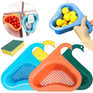 Sink Strainer Colander Drain Basket, Multifunction Saddle-Shaped Mesh Strainer, Corner Food Strainer Over The Sink for Kitchen Waste, Vegetable, Fruits