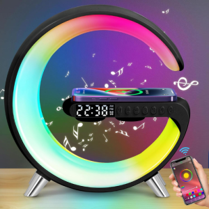 5IN1 Smart wireless Charger Table Lamp Bluetooth Speaker Alarm Clock RGB Colorful Atmosphere Lights