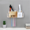 Wall and Table Pen Holder and Tooth Brush Dispenser- Bathroom Counter Storage