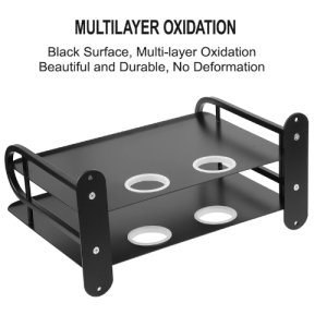 Layer Metal WiFi Router Stand, Wall Mount Shelf Bracket for Tv Box, Remote Control, Set Top Box, Aluminum, Black