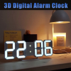 3D Digital Wall Clock LED Table Clock Time Alarm Temperature Date Sound Control Night Light With Remote Control Clock