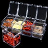 4 Pieces Acrylic Crystal Clear Seasoning Spice Box Set with Cover and 4 Spoons for Kitchen Storage Jar