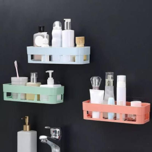 Bathroom Storage Shelf Wall Hanging Multifunct Self Adhesive Bathroom Cosmetic Shelf Rack Shower Shampoo Soap Organizer