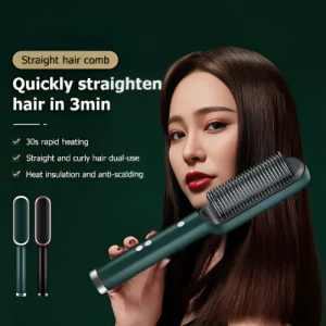 2in1 Curly Hair Straightener Straight Hair Straight Hair Splint Negative Ion Straight Hair Comb Professional Electric Hair Straightener Brush Heated Comb Straightening Combs Men