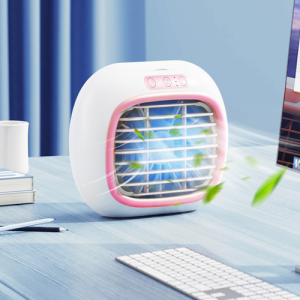 Spray Air Cooler Cooling USB Fan Conditioner With Colorful LED Portable Desk Room Navy blue