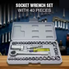 40 in 1 Pcs Hardware Wrench Tool Kit & Screwdriver & Socket Set