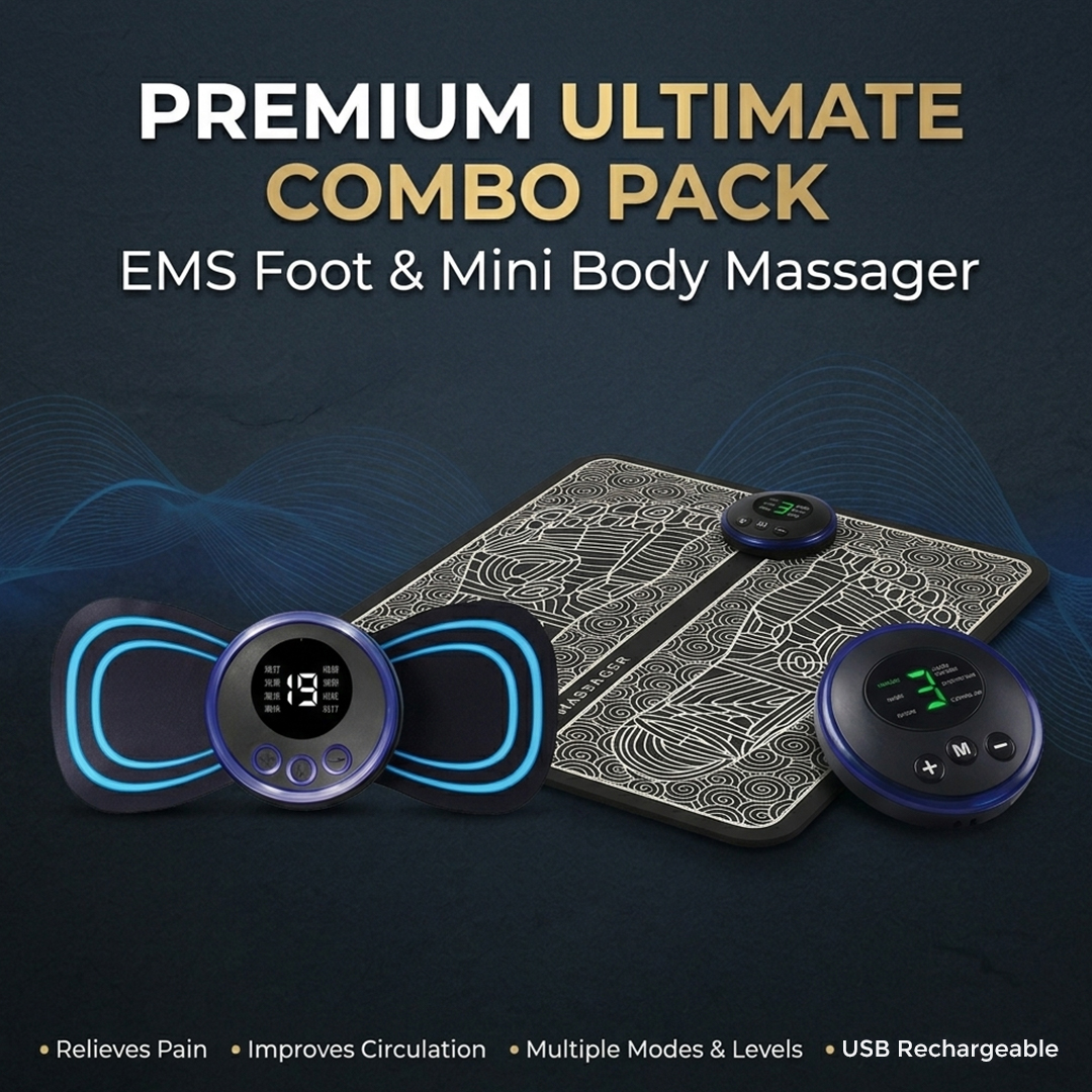 Premium Dual EMS Massager Combo Set – Foot Massager & Neck Massager